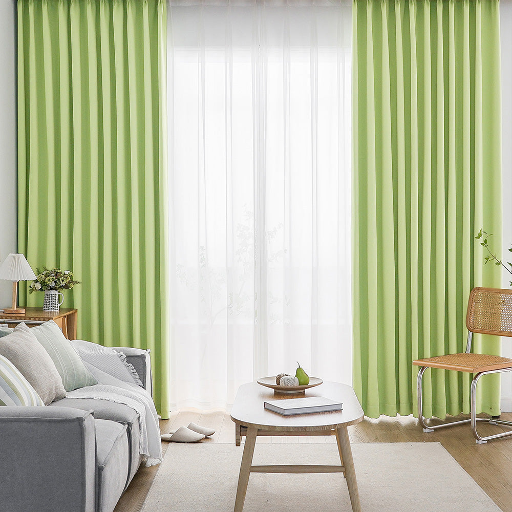 AIFY 1級 遮光カーテン 4枚セット(レース付)　幅100cm 丈90cm～178cm