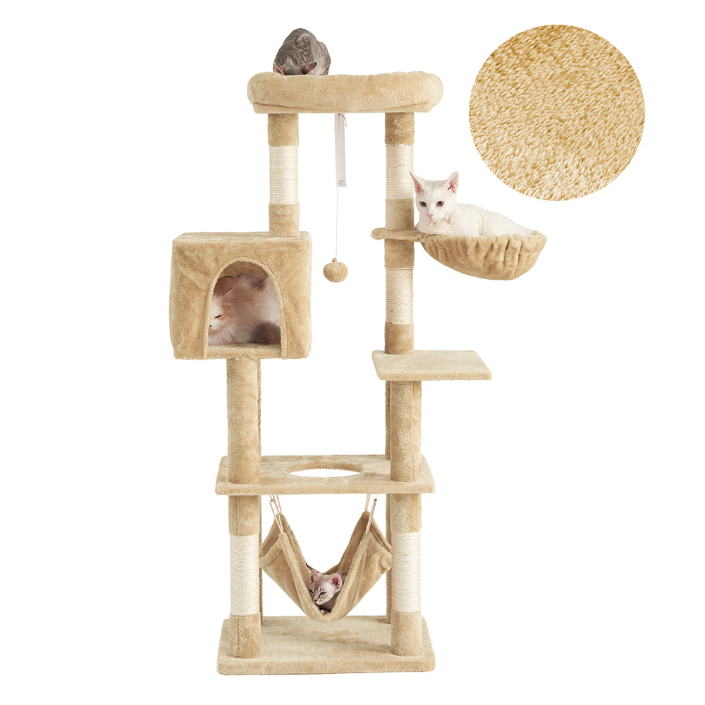 AIFY キャットタワー Aタイプ 据え置き スリム ベージュ グレー ブラウン アイボリー他