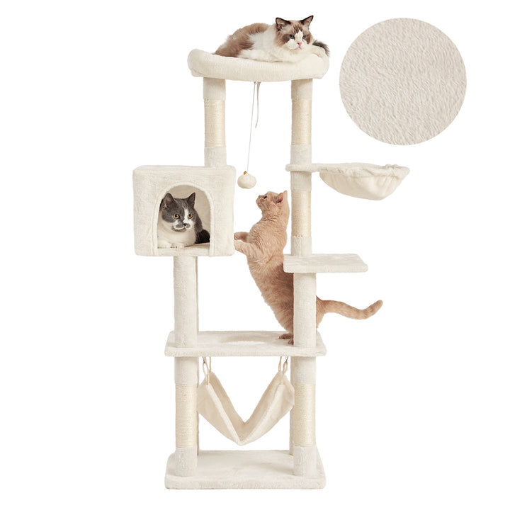 AIFY キャットタワー Aタイプ 据え置き スリム ベージュ グレー ブラウン アイボリー他