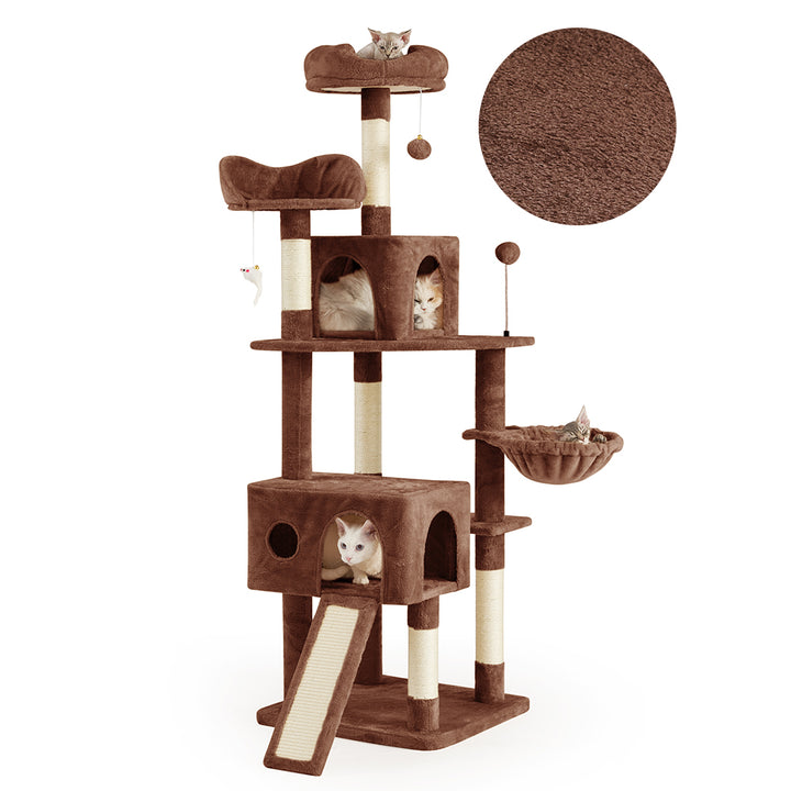 AIFY キャットタワー Bタイプ 据え置き   ファブリック　ファー グレー ベージュ他