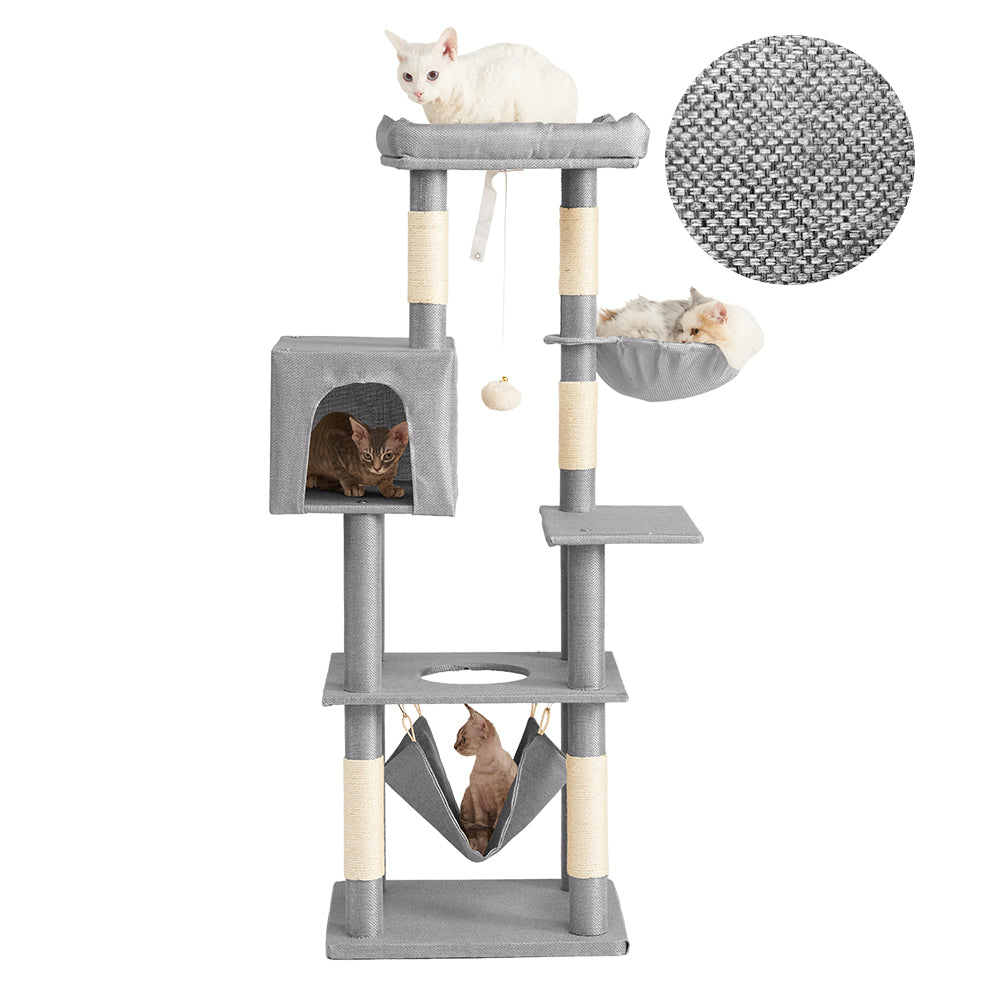 AIFY キャットタワー Aタイプ 据え置き スリム ベージュ グレー ブラウン アイボリー他