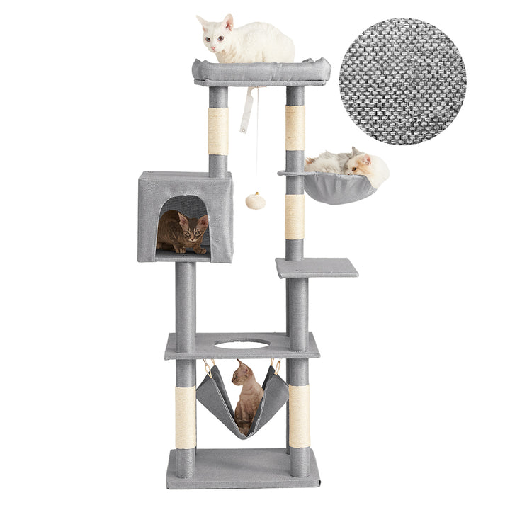 AIFY キャットタワー Aタイプ 据え置き スリム ベージュ グレー ブラウン アイボリー他