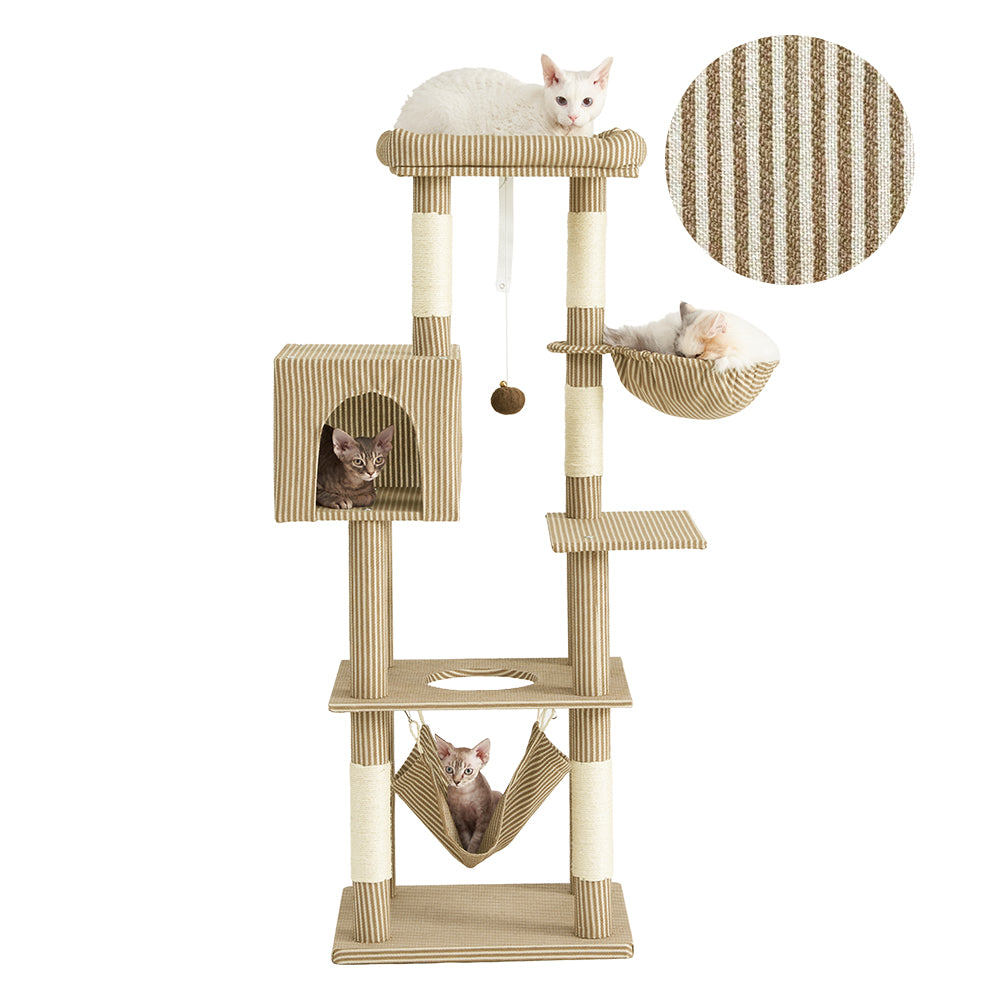AIFY キャットタワー Aタイプ 据え置き スリム ベージュ グレー ブラウン アイボリー他