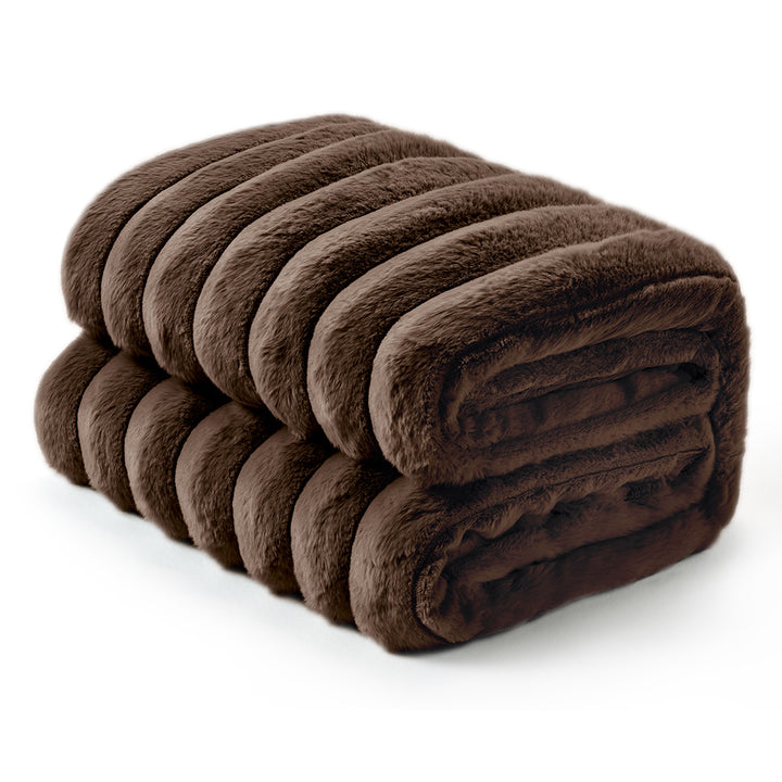 AIFY ラビットファー毛布 シングル 冬用 ライトグレー ダークグレー ブラウン