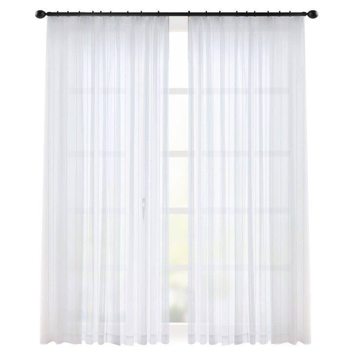 AIFY レースカーテン ストライプ 洗える 2枚セット 幅100cm 丈88～228cm 幅150cm 丈133～228cm