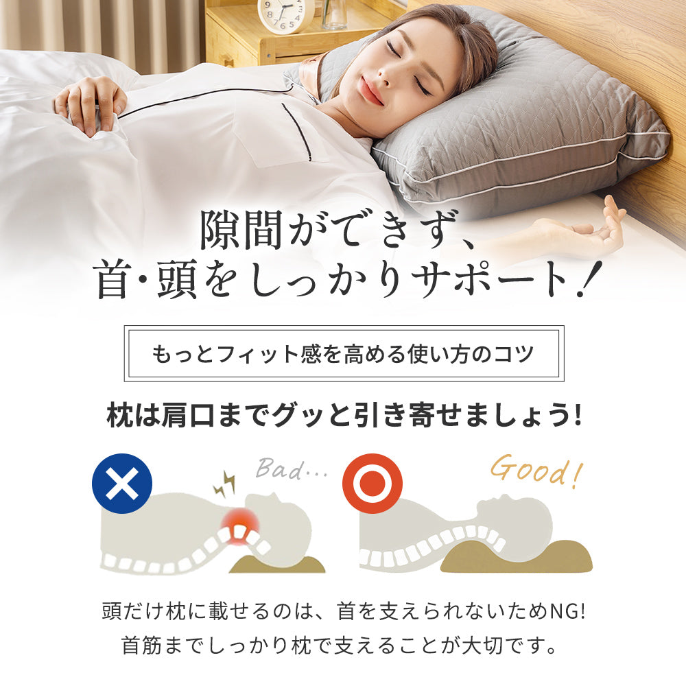 AIFY 洗える ホテル仕様 枕  低・高タイプ2種類 綿100%表生地 抗菌防臭 ホワイト グレー