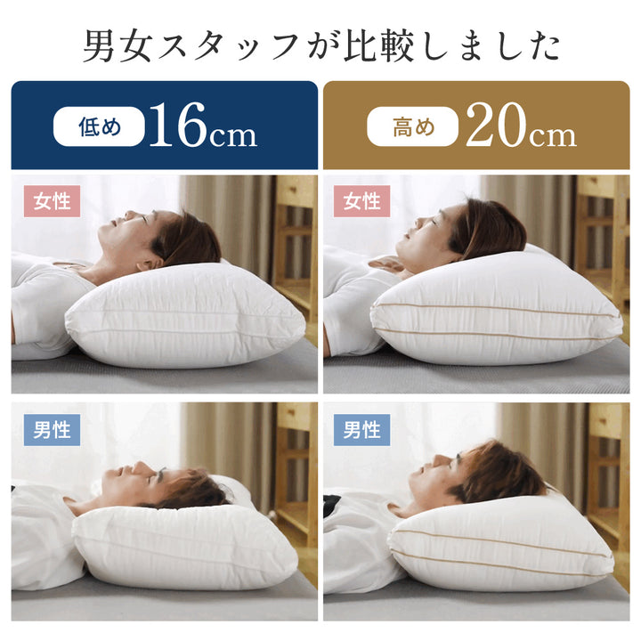 AIFY 洗える ホテル仕様 枕  低・高タイプ2種類 綿100%表生地 抗菌防臭 ホワイト グレー