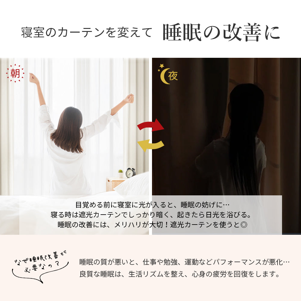 AIFY 1級 遮光カーテン 4枚セット(レース付)　幅100cm