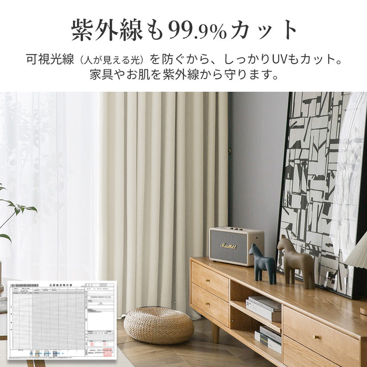 AIFY 1級 遮光カーテン 4枚セット(レース付)　幅100cm