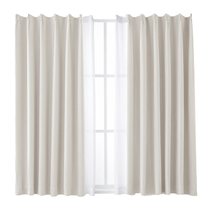 AIFY 1級 遮光カーテン 4枚セット(レース付)　幅100cm 丈90cm～178cm