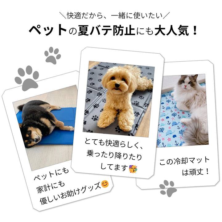 AIFY クールマット ブルー 足跡柄 クジラ柄 白くま柄 イルカ柄 フルーツ柄 キャット柄