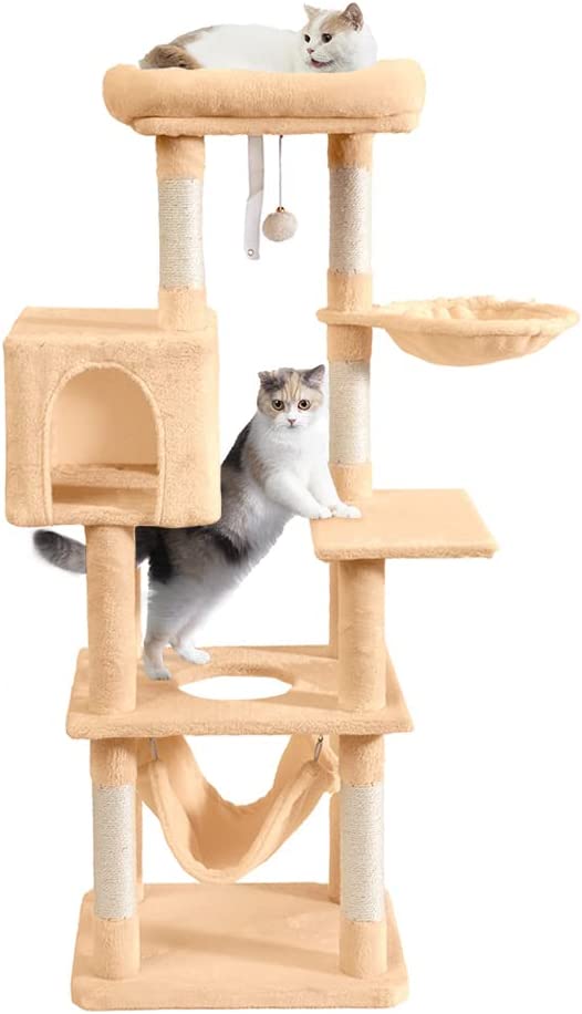 AIFY キャットタワー Aタイプ 据え置き スリム ベージュ グレー ブラウン アイボリー他