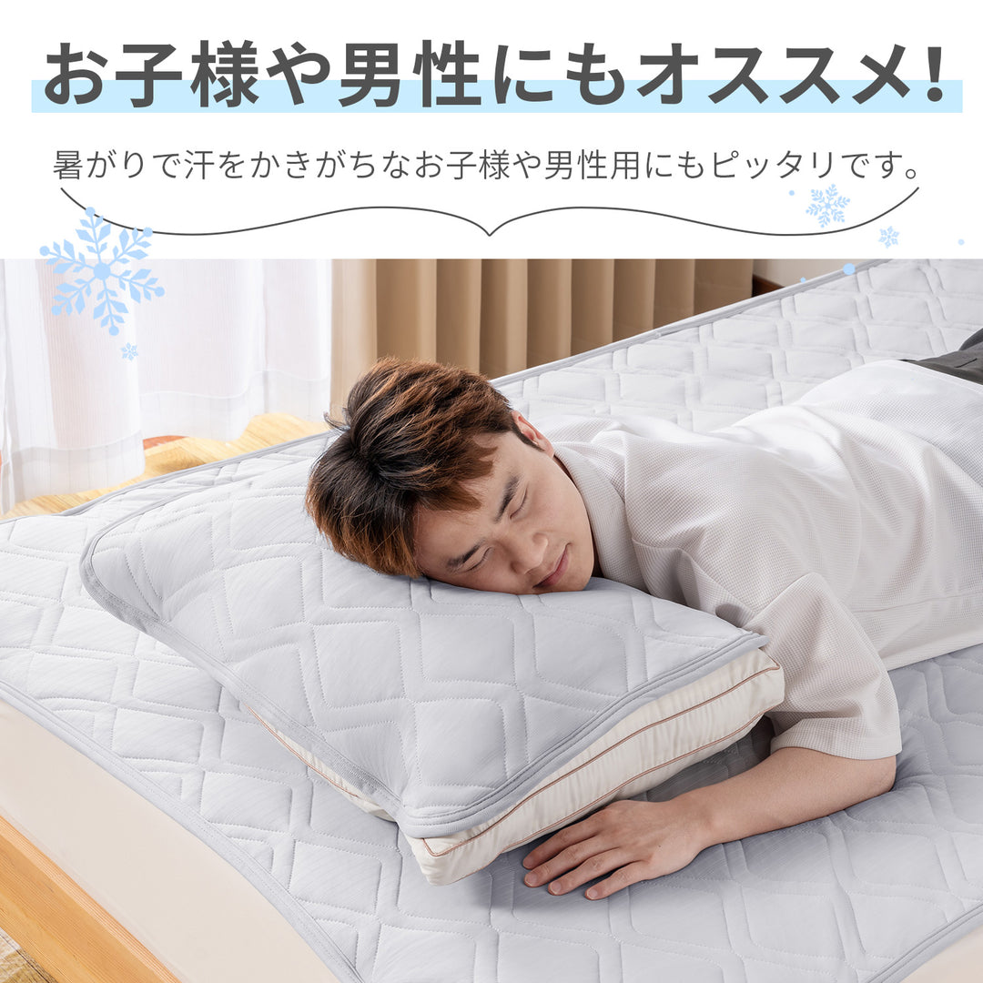 AIFY ひんやり 冷感 枕パッド 枕カバー 2枚セット ライトグレー ライトブルー 45cm×65cm