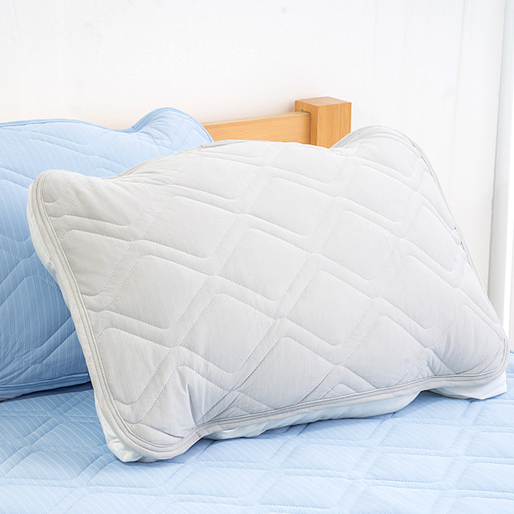AIFY ひんやり 冷感 枕パッド 枕カバー 2枚セット ライトグレー ライトブルー 45cm×65cm