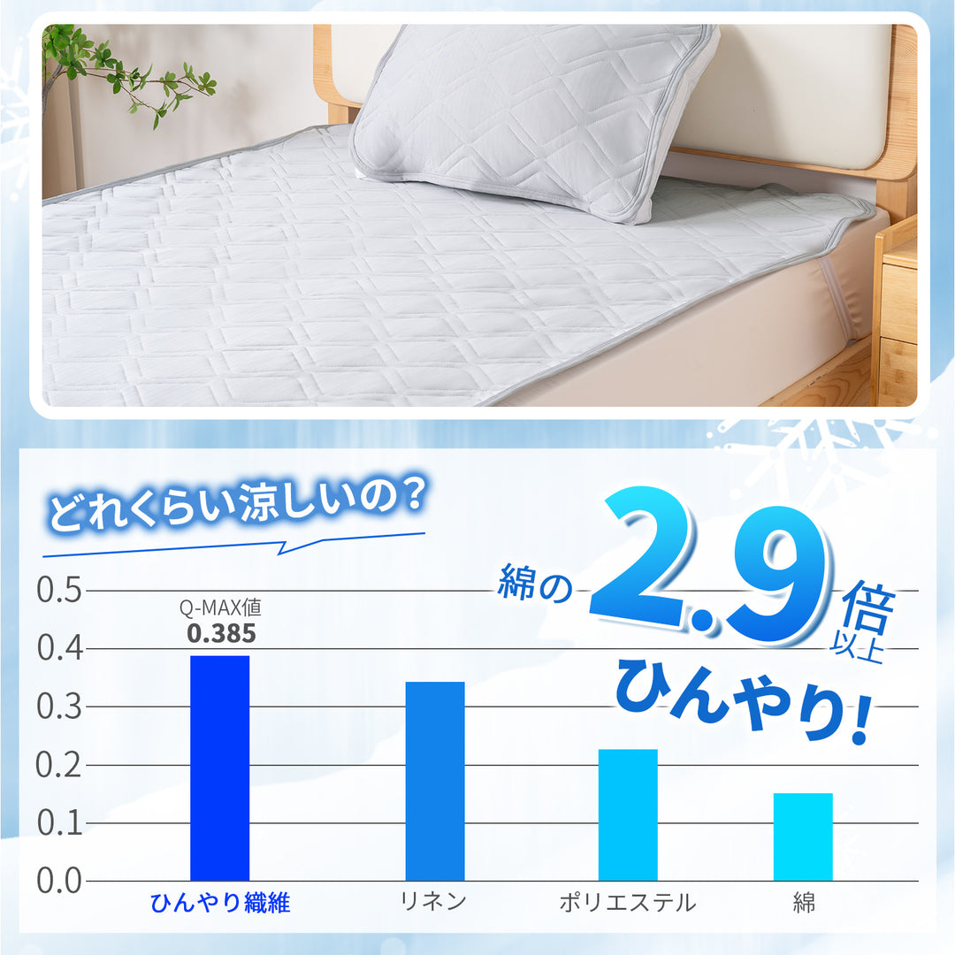 AIFY 冷感 敷きパッド 100×200cm ひんやり 敷パッド シングル ライトグレー ライトブルー