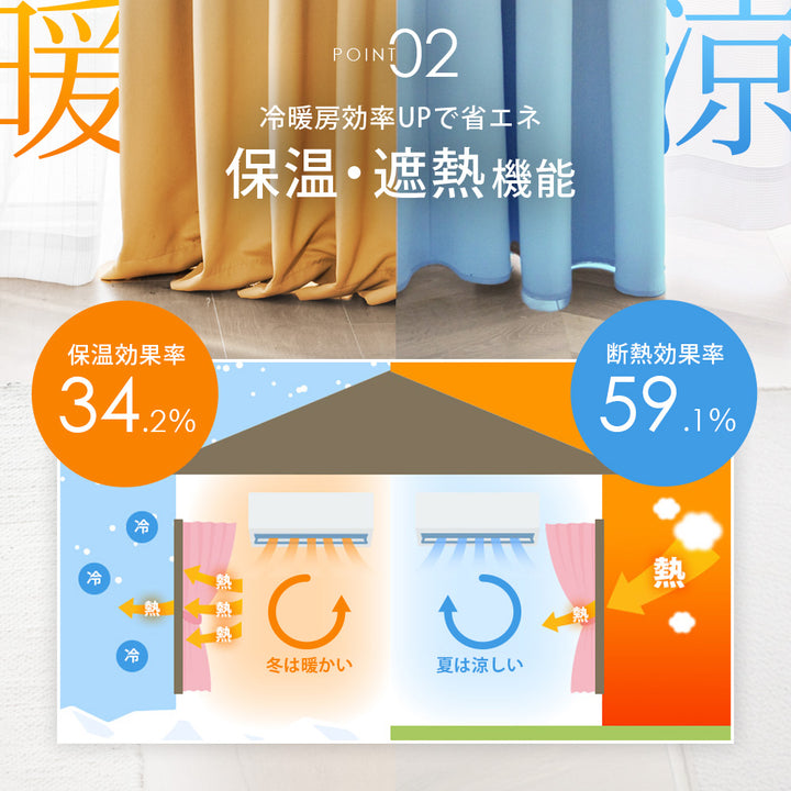 AIFY 1級 遮光カーテン 2枚セット 幅100cm 丈90cm～178cm ライトグレー ベージュ キャメル他