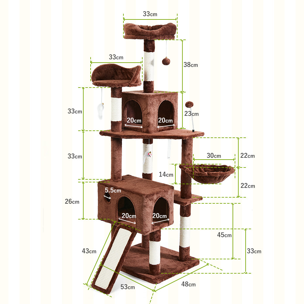 AIFY キャットタワー Bタイプ 据え置き   高さ167cm ファブリック　ファー グレー ベージュ他