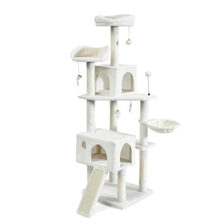 AIFY キャットタワー Bタイプ 据え置き   高さ167cm ファブリック　ファー グレー ベージュ他