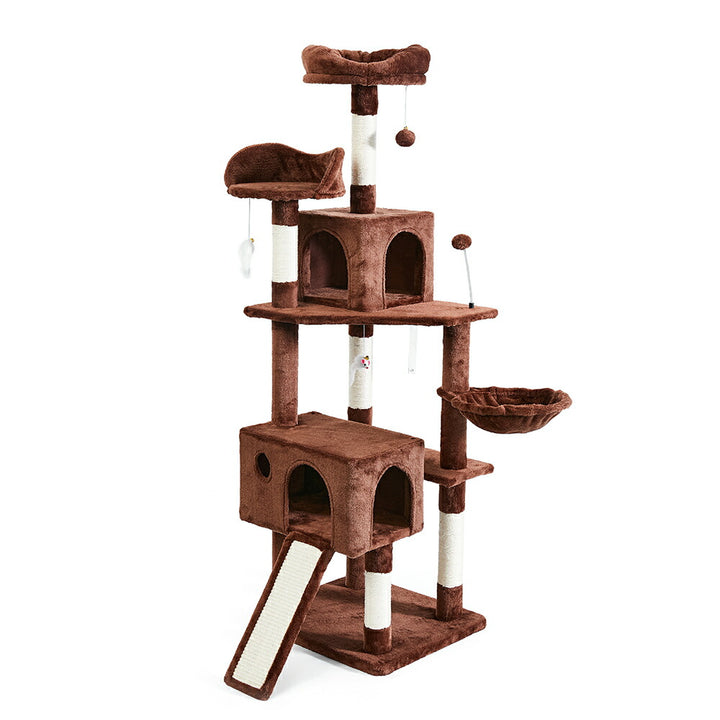 AIFY キャットタワー Bタイプ 据え置き   高さ167cm ファブリック　ファー グレー ベージュ他