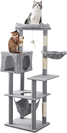 AIFY キャットタワー Aタイプ 据え置き スリム ベージュ グレー ブラウン アイボリー他
