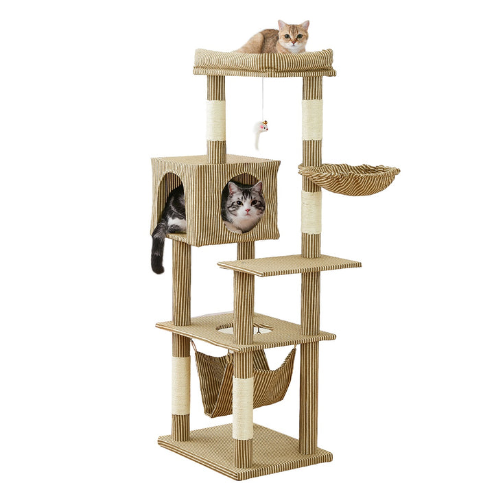 AIFY キャットタワー Aタイプ 据え置き スリム ベージュ グレー ブラウン アイボリー他