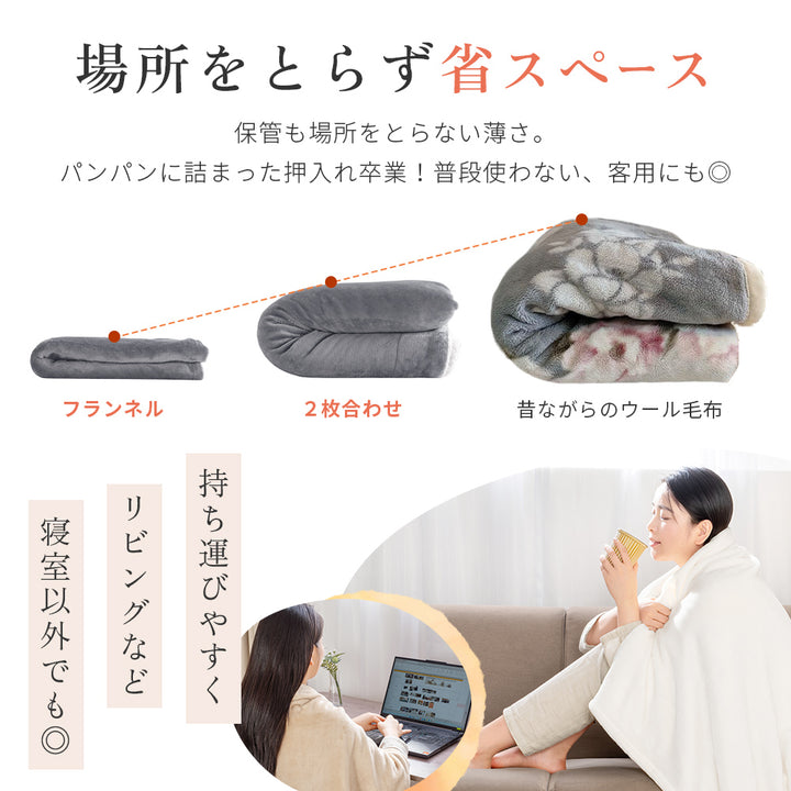 AIFY 2枚合わせ 毛布 ブランケット ボア調 サイズ ダブル180×200cm 5色