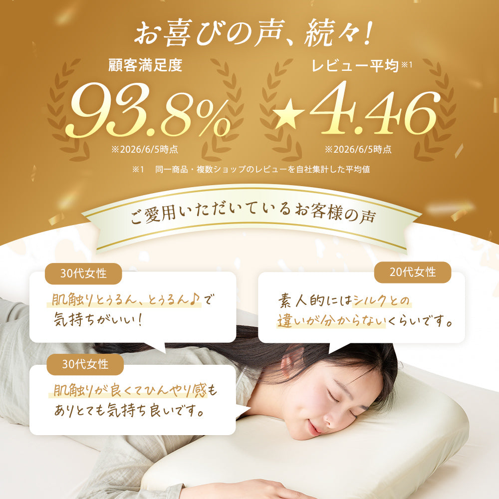 AIFY シルク調サテン枕カバー 絹ごこち 封筒型 キャップ型   ピンク グレー ゴールド ブルー