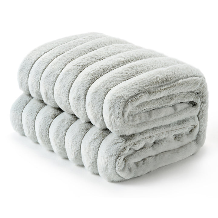 AIFY ラビットファー毛布 シングル 冬用 ライトグレー ダークグレー ブラウン