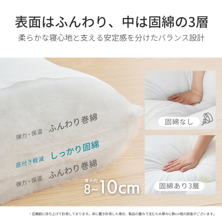 AIFY 敷き布団  シングル ピーチスキン  グレー アイボリー