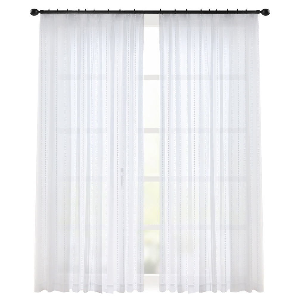 AIFY レースカーテン ストライプ 洗える 2枚セット 幅100cm 丈88～228cm 幅150cm 丈133～228cm