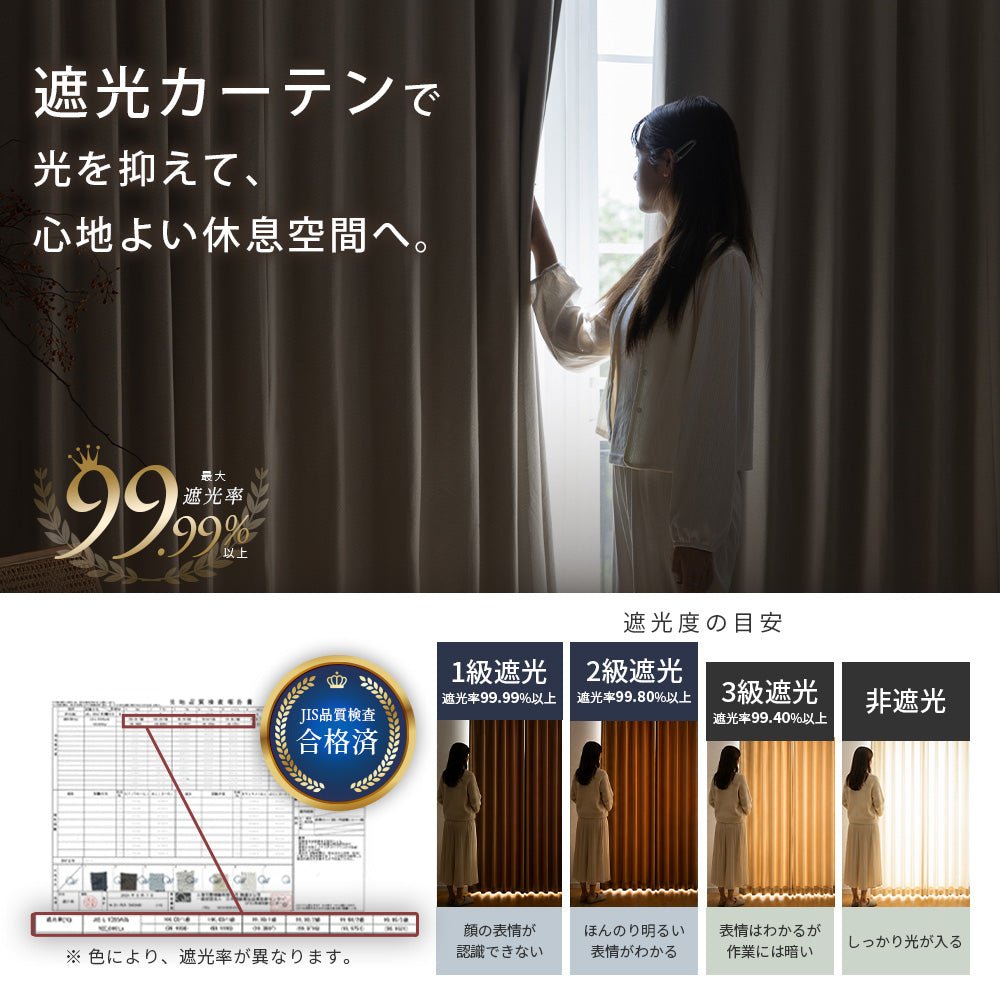 AIFY 防炎カーテン  幅100cm 遮光 １級 2級  アイボリー ベージュ ライトグレー ライトブルー ブラウン ネイビー  全8色