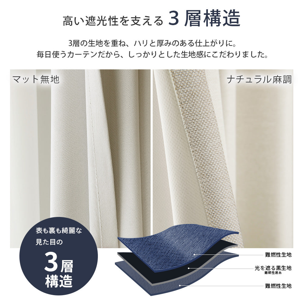 AIFY 防炎カーテン  幅100cm 遮光 １級 2級  アイボリー ベージュ ライトグレー ライトブルー ブラウン ネイビー  全8色