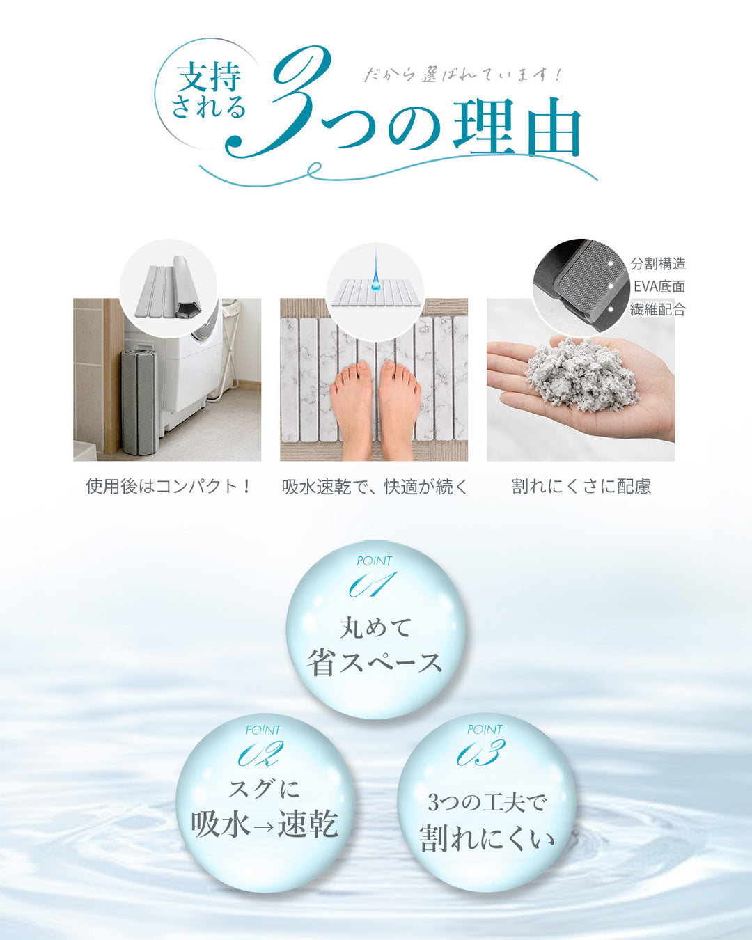 AIFY 珪藻土マット バスマット 速乾 折りたたみ ライトグレー ダークグレー ホワイト