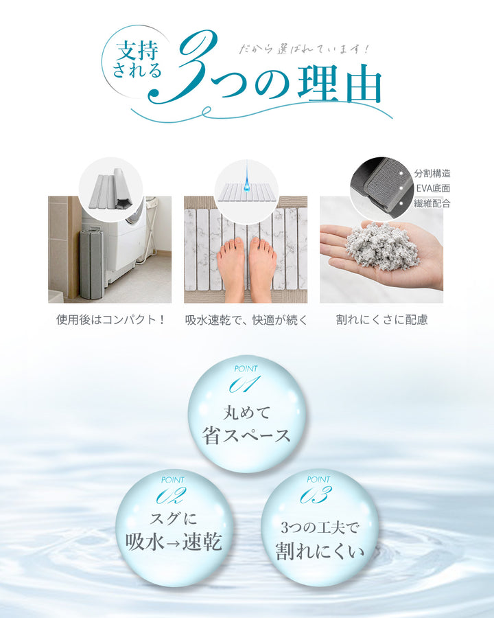 AIFY 珪藻土マット バスマット 速乾 折りたたみ ライトグレー ダークグレー ホワイト