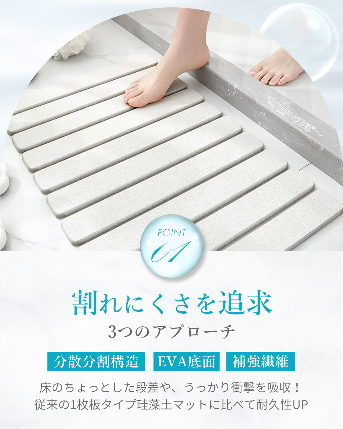 AIFY 珪藻土マット バスマット 速乾 折りたたみ ライトグレー