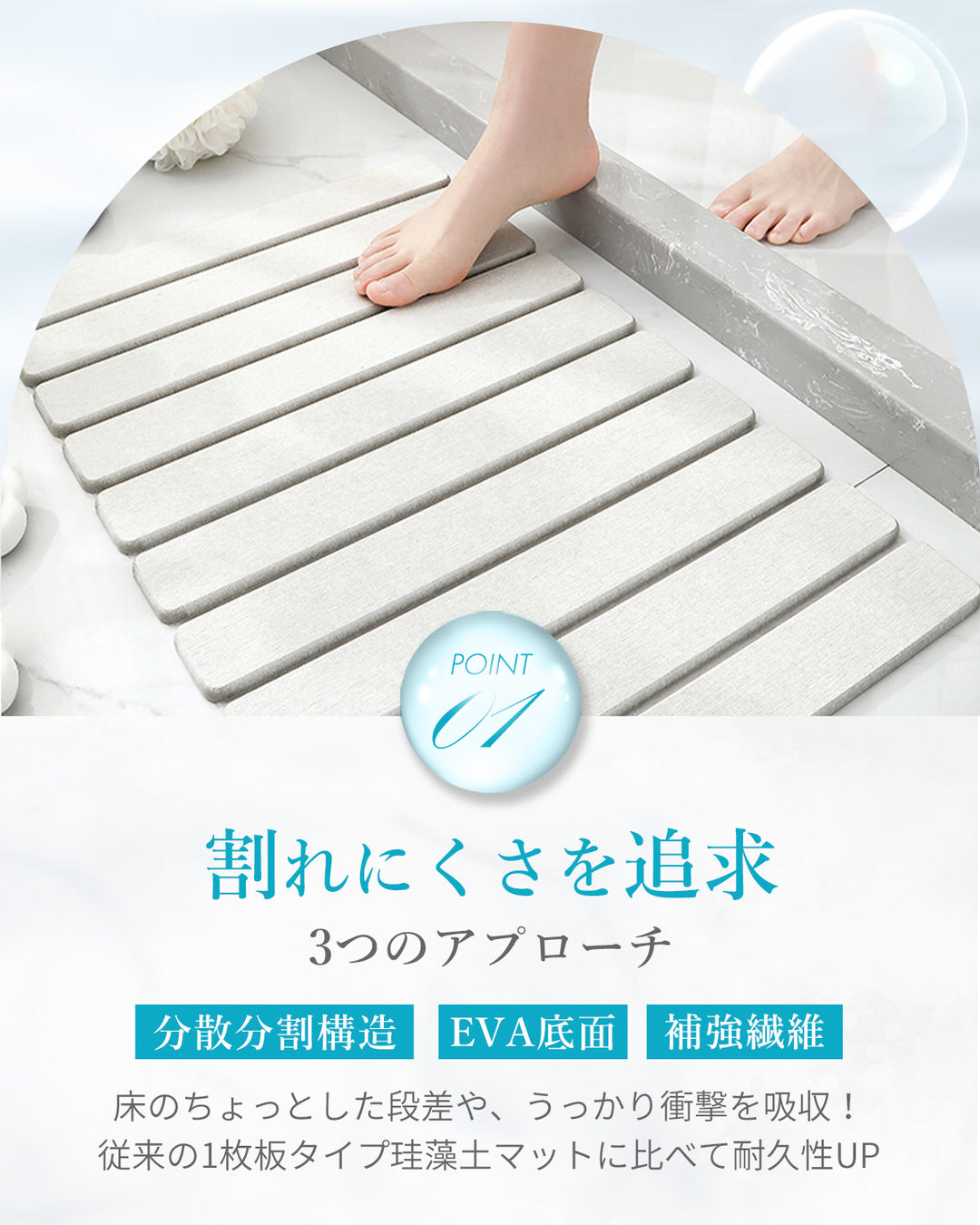 AIFY 珪藻土マット バスマット 速乾 折りたたみ ライトグレー ダークグレー ホワイト
