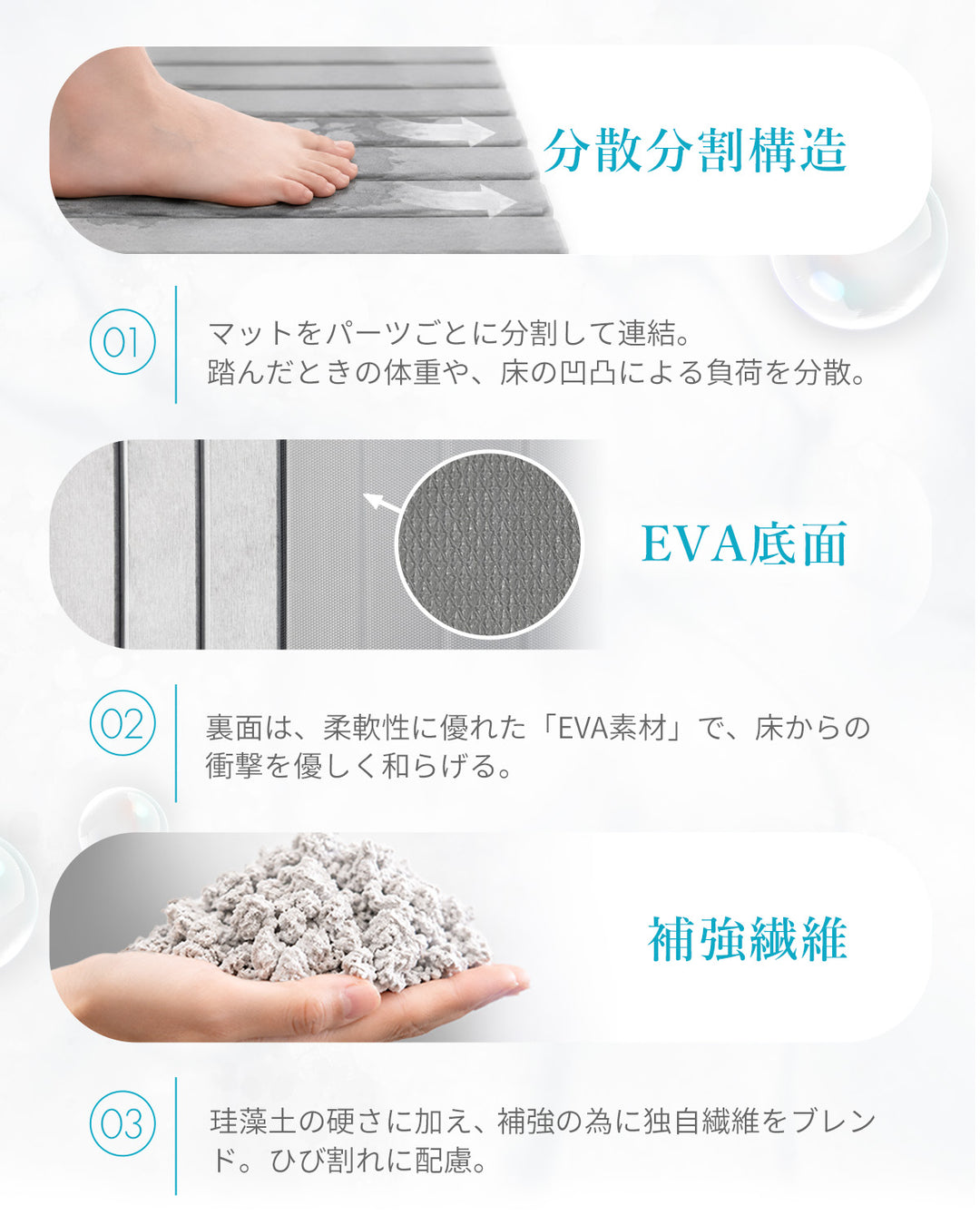 AIFY 珪藻土マット バスマット 速乾 折りたたみ ライトグレー ダークグレー ホワイト