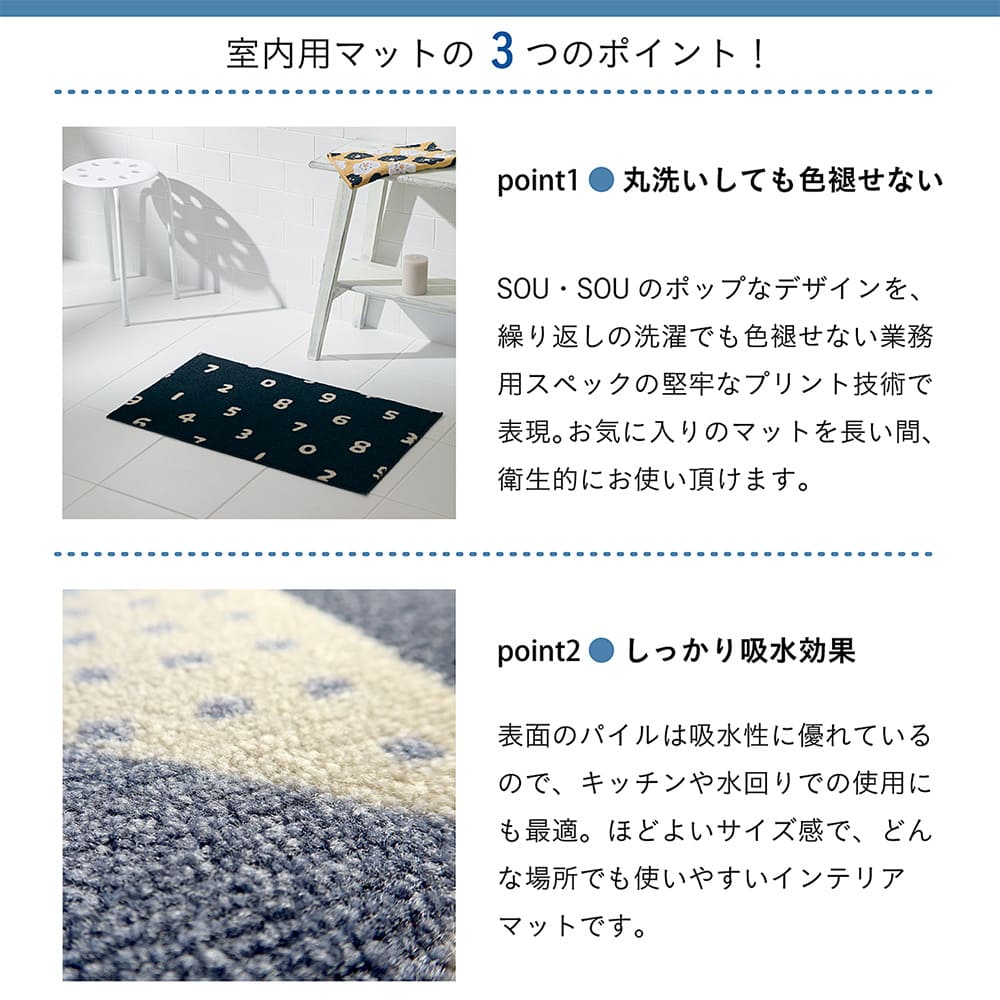 【リック】玄関マット 室内用 45×75cm